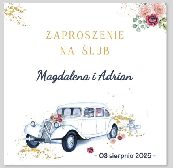 Zaproszenie ślubne / Składane model #2