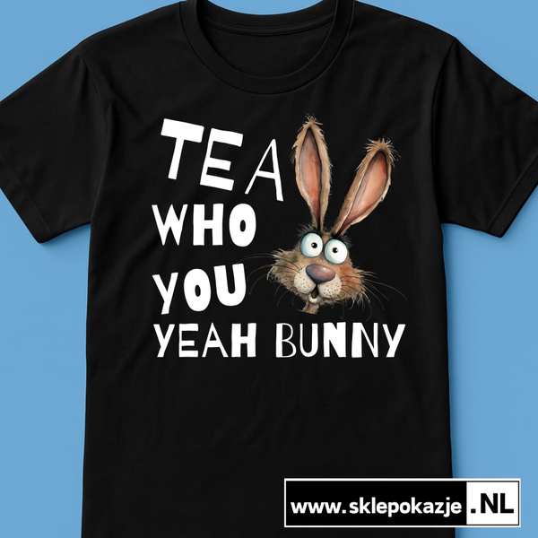 KOSZULKI MĘSKIE | Tea who you yeah bunny (czarne)