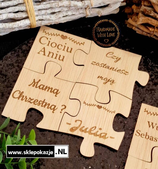 PERSONALIZOWANE PUZZLE Z PYTANIEM DLA CHRZESTNYCH