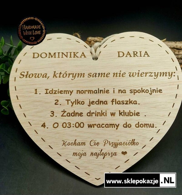 TABLICZKI Z WŁASNYM GRAWEREM - SERCE-  do powieszenia, dowolna treść