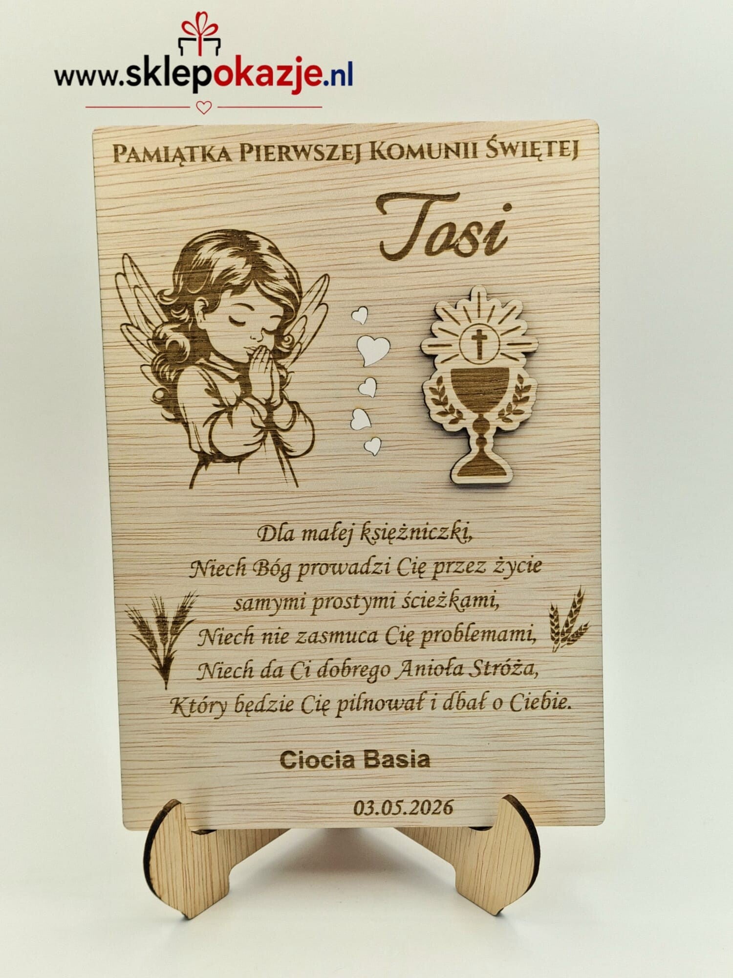 KARTY GRAWEROWANE z życzeniami na Komunię lub Chrzest