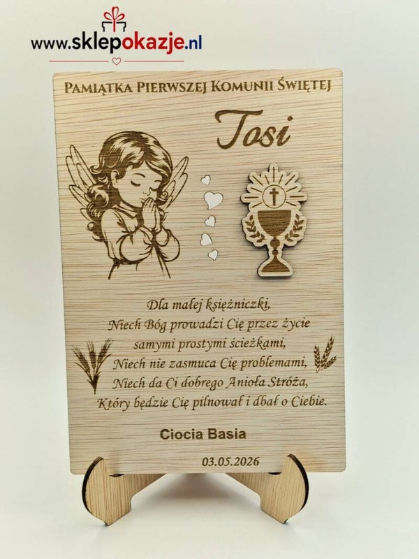 KARTY GRAWEROWANE z życzeniami na Komunię lub Chrzest