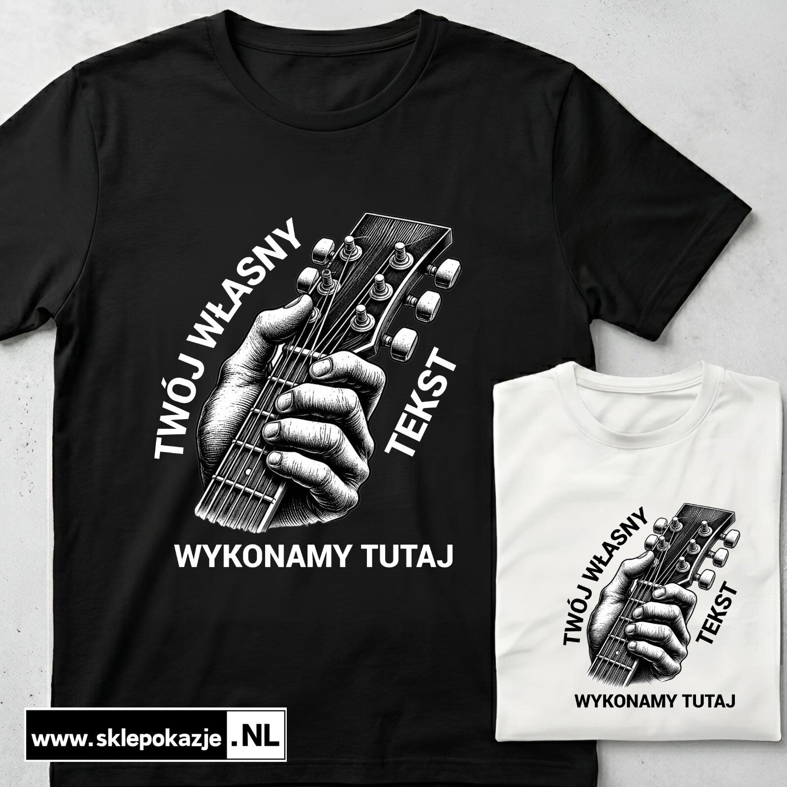 KOSZULKI MĘSKIE | Model gitarzysty z własną treścią