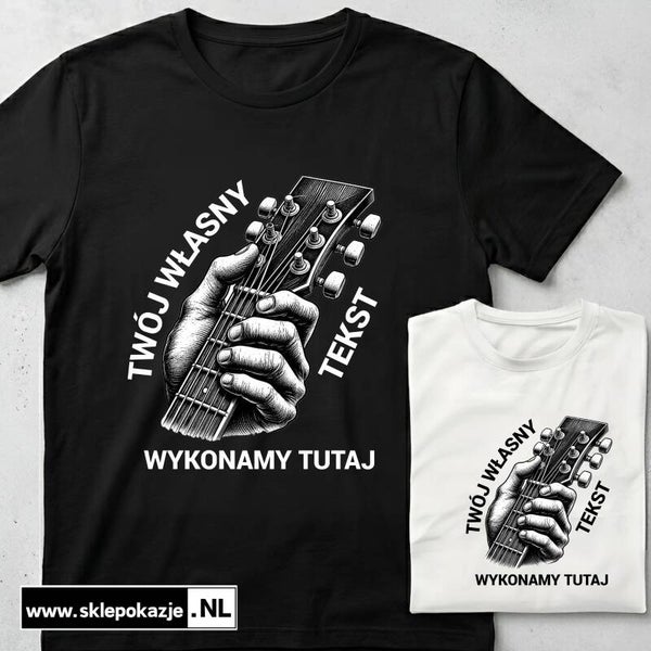 KOSZULKI MĘSKIE | Model gitarzysty z własną treścią