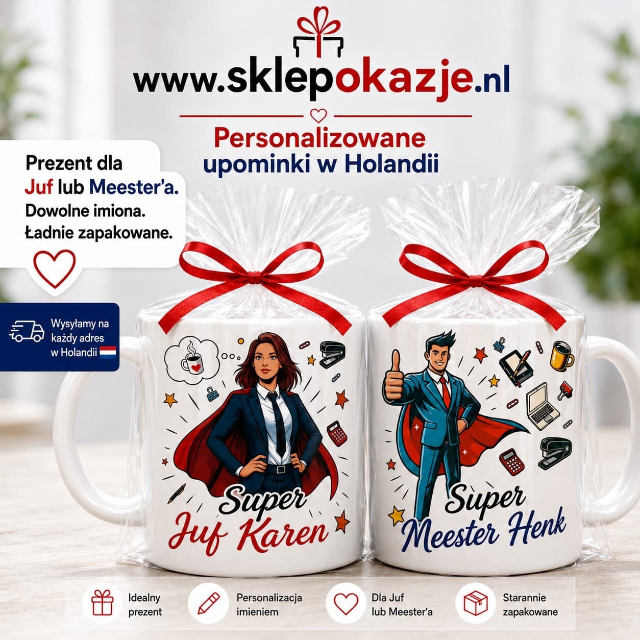 KUBKI DLA JUF lub MEESTERA - Super Juf | Meester :-)