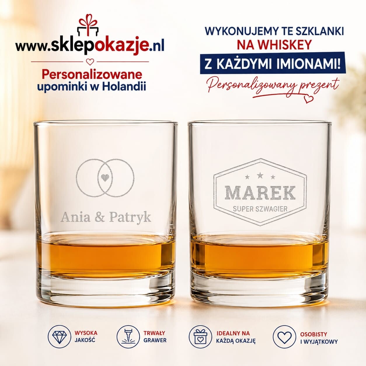 GRAWEROWANE SZKLANKI DO WHISKEY