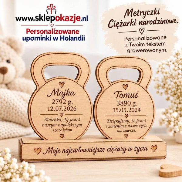 METRYCZKI NARODZINOWE - Model Ciężarki (dwójka dzieci)