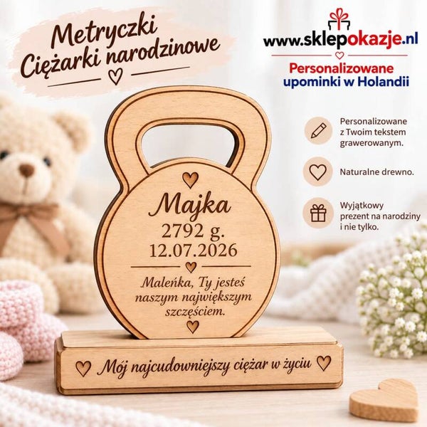 METRYCZKI NARODZINOWE - Model Ciężarek (Jedno dziecko)