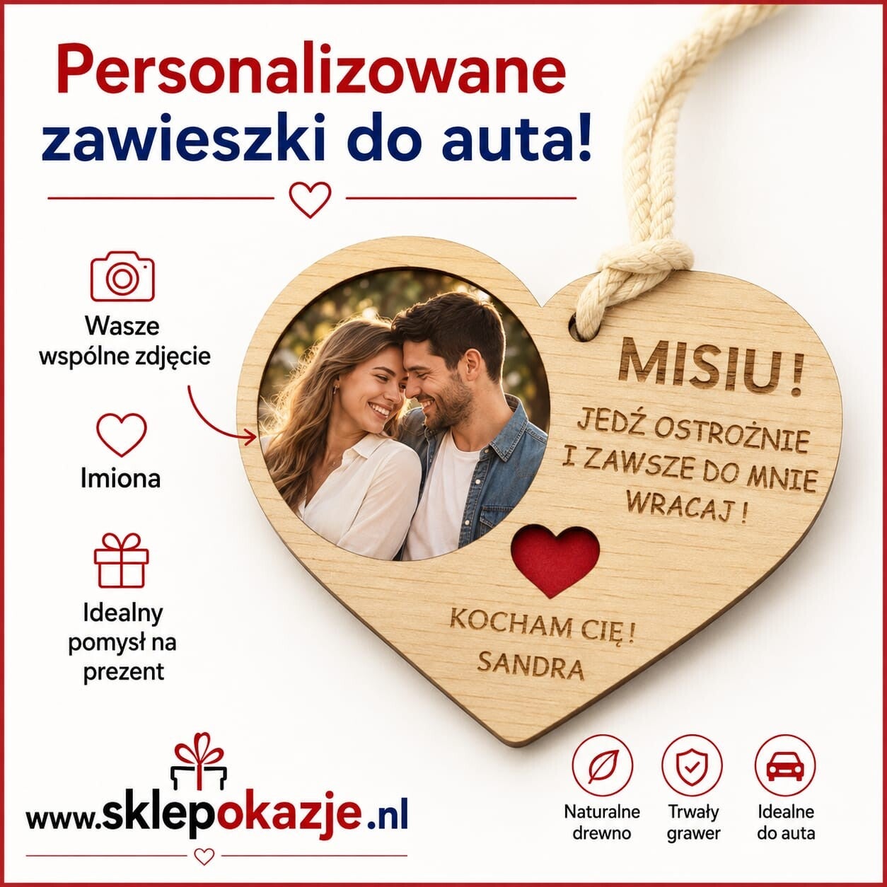 ZAWIESZKI DO SAMOCHODU ze zdjęciem #2 z dowolną treścią na życzenie