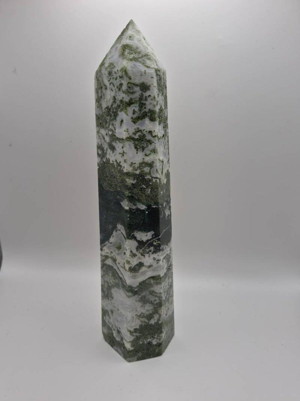 Large Moss Agate Tower