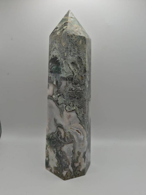 Large Moss Agate Tower