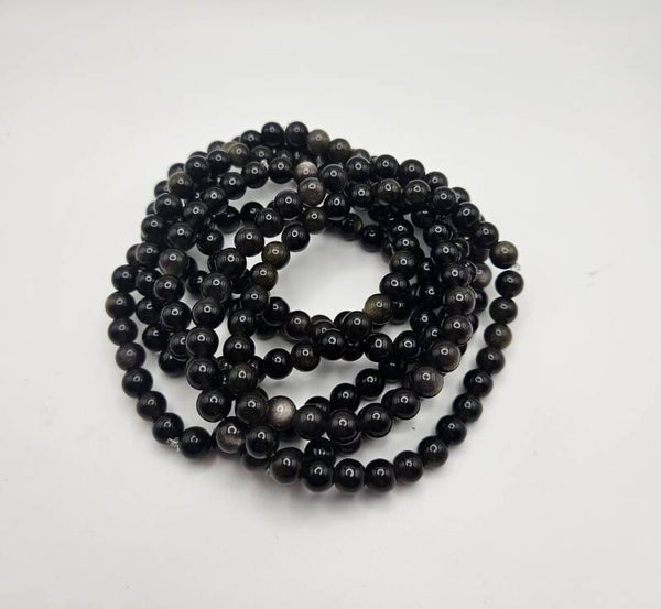 Silver and Gold Coated Black Obsidian