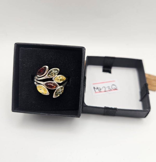Amber Ring 925 Silver