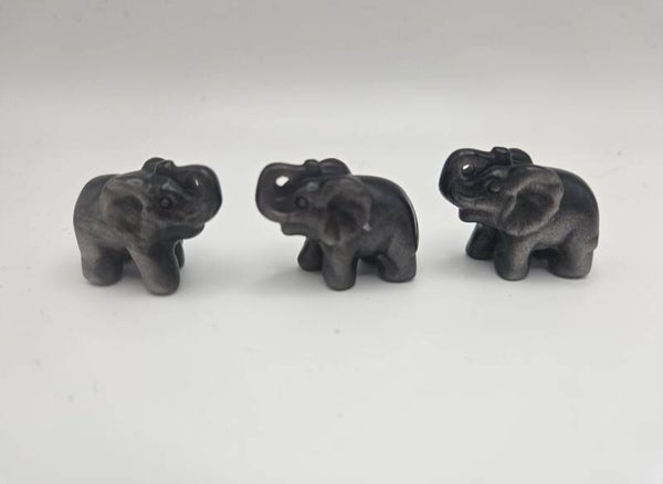 Mini Elephants Silver Obsidian
