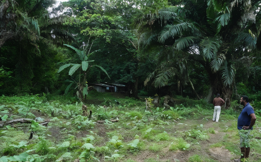 Champ cultivé près d’un village