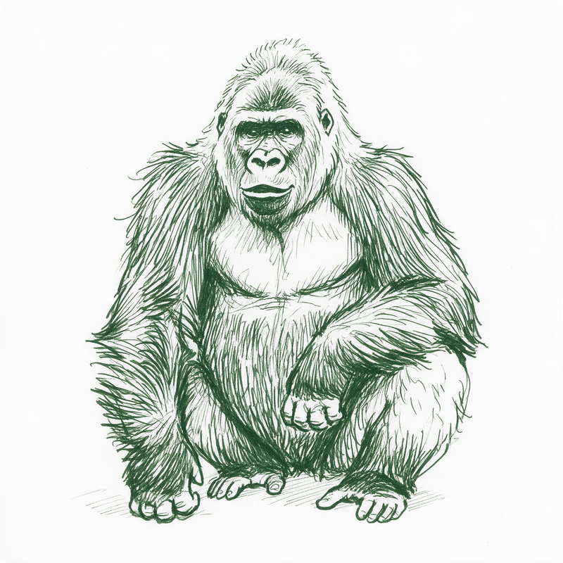Croquis d’un gorille des plaines de l’Ouest