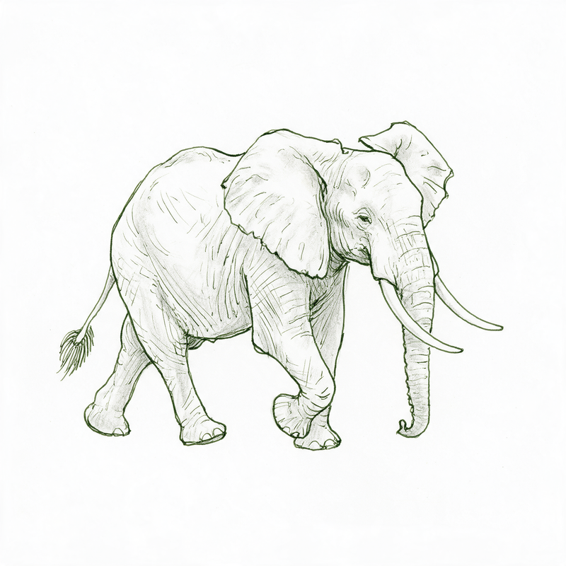 Croquis d’un éléphant de forêt