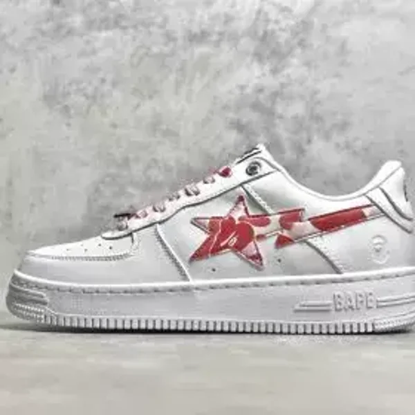 A BATHING APE Bape Sta Low White and Red