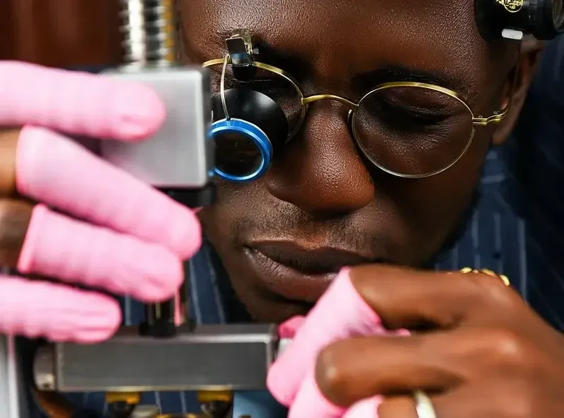 imagen de un relojero realizando microajustes a un reloj