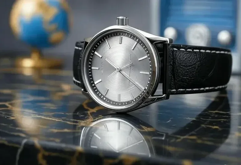 imagen de fantasia de un reloj junto a una bola del mundo