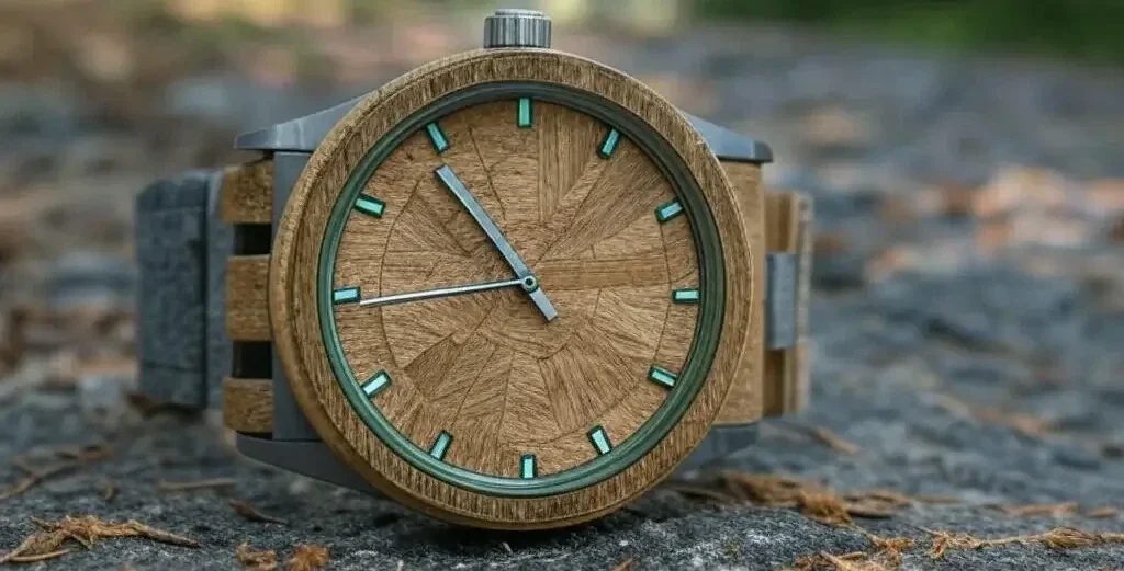 reloj, realizado en madera, materiales sostenibles