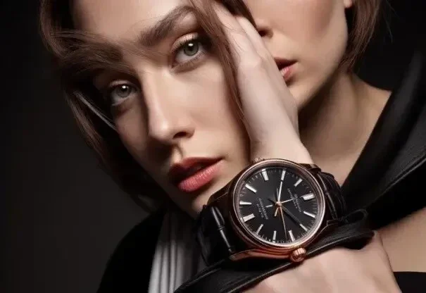 imagen subrealista de dos mujeres con un reloj