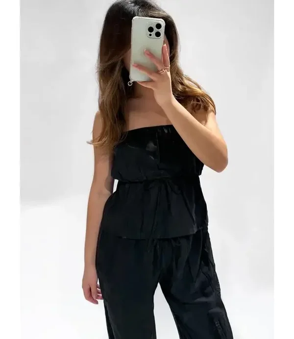 Ashley Linnen Top Zwart