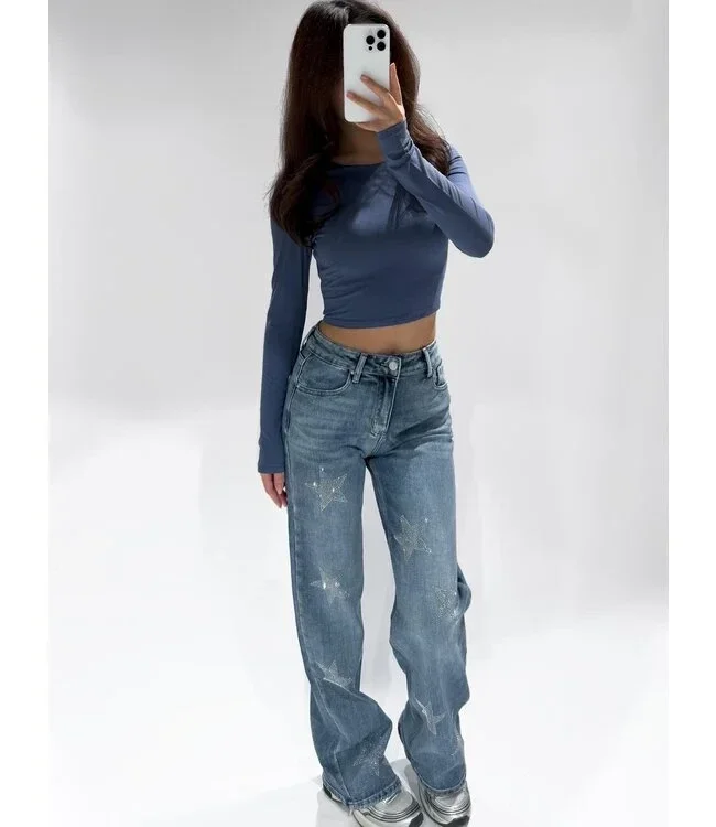 Glitter Star Jeans Blauw