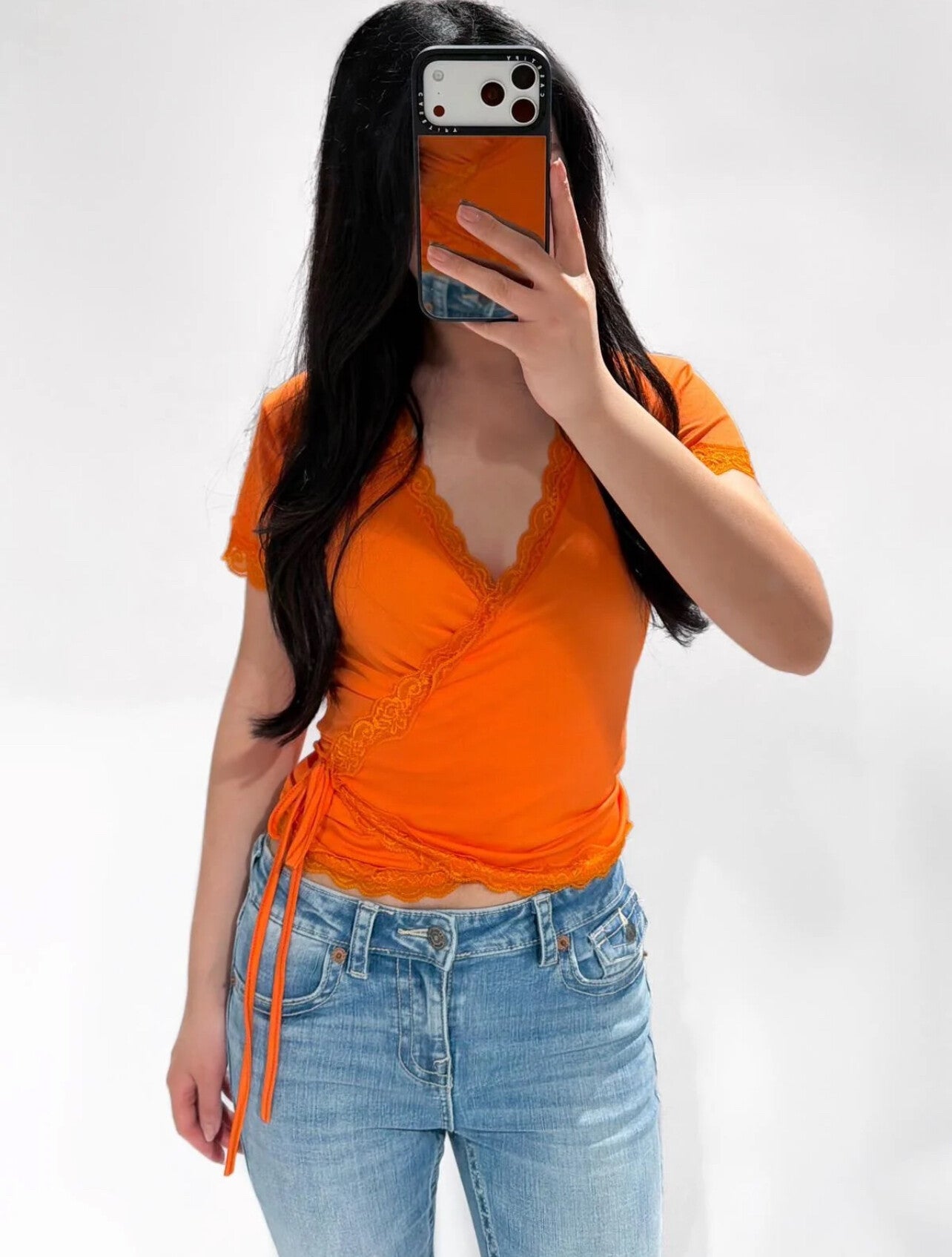 WRAP LACE TOP - ORANGE Pre Order