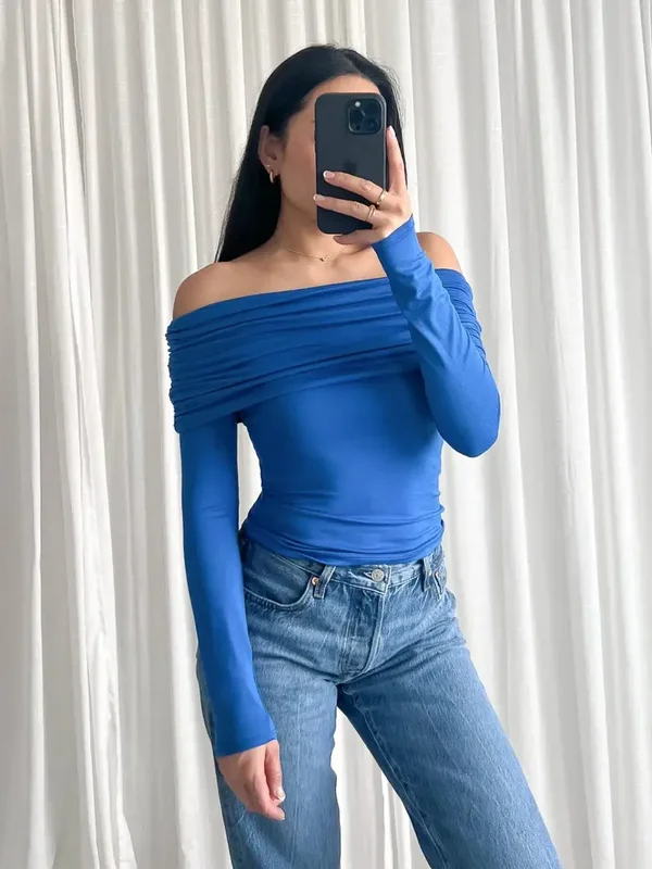 Marion Off Shoulder Top Blue