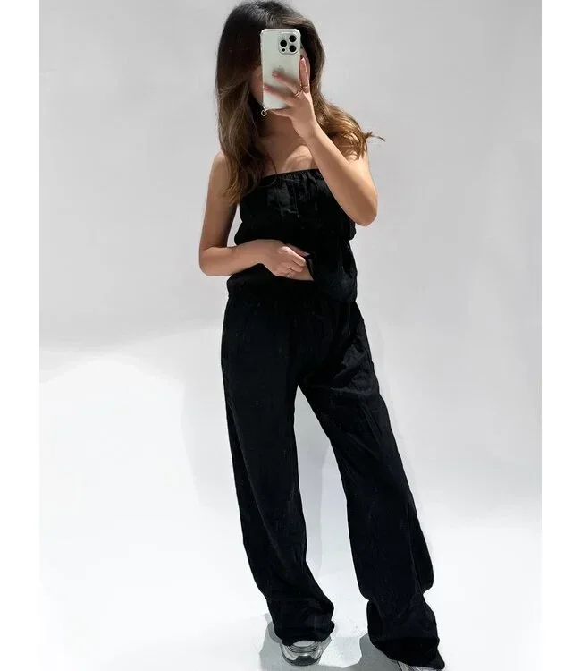 Gemma Linnen Broek Zwart