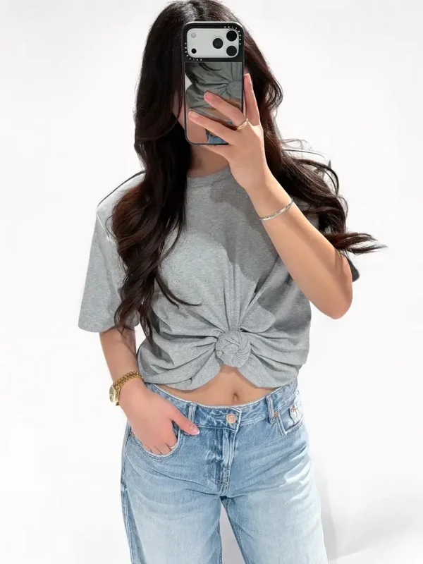 Redefined Shoulder Pad Knot Tee Grey (Pre Order)