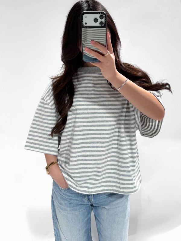 Redefined Stripe Tee Grey/White (Pre Order)