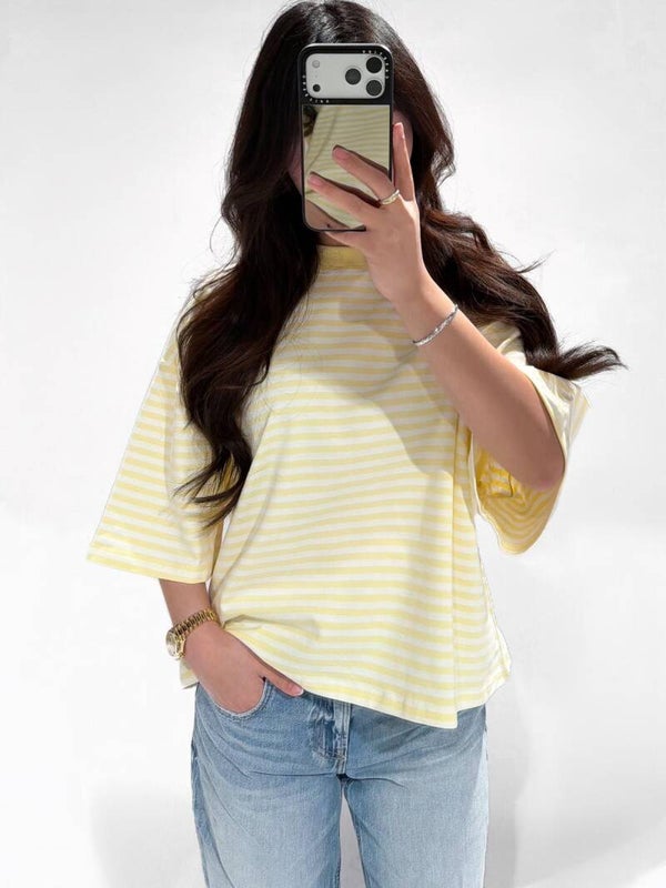 Redefined Stripe Tee Lemon/White (Pre Order)