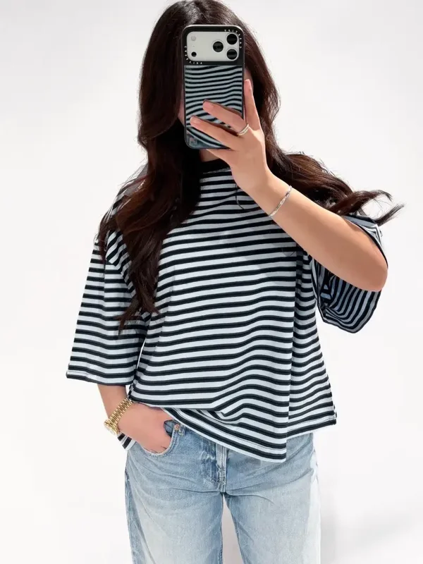 Redefined Stripe Tee Sky/Navy (Pre Order)