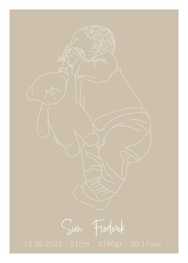 Geboorteposter op ware grootte