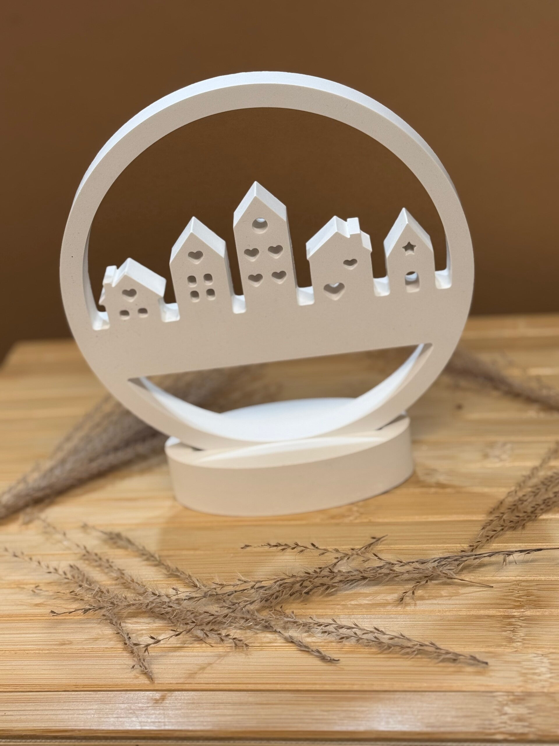 Dekofigur „Winterhäuser“ – Handgefertigte Keramik-Silhouette