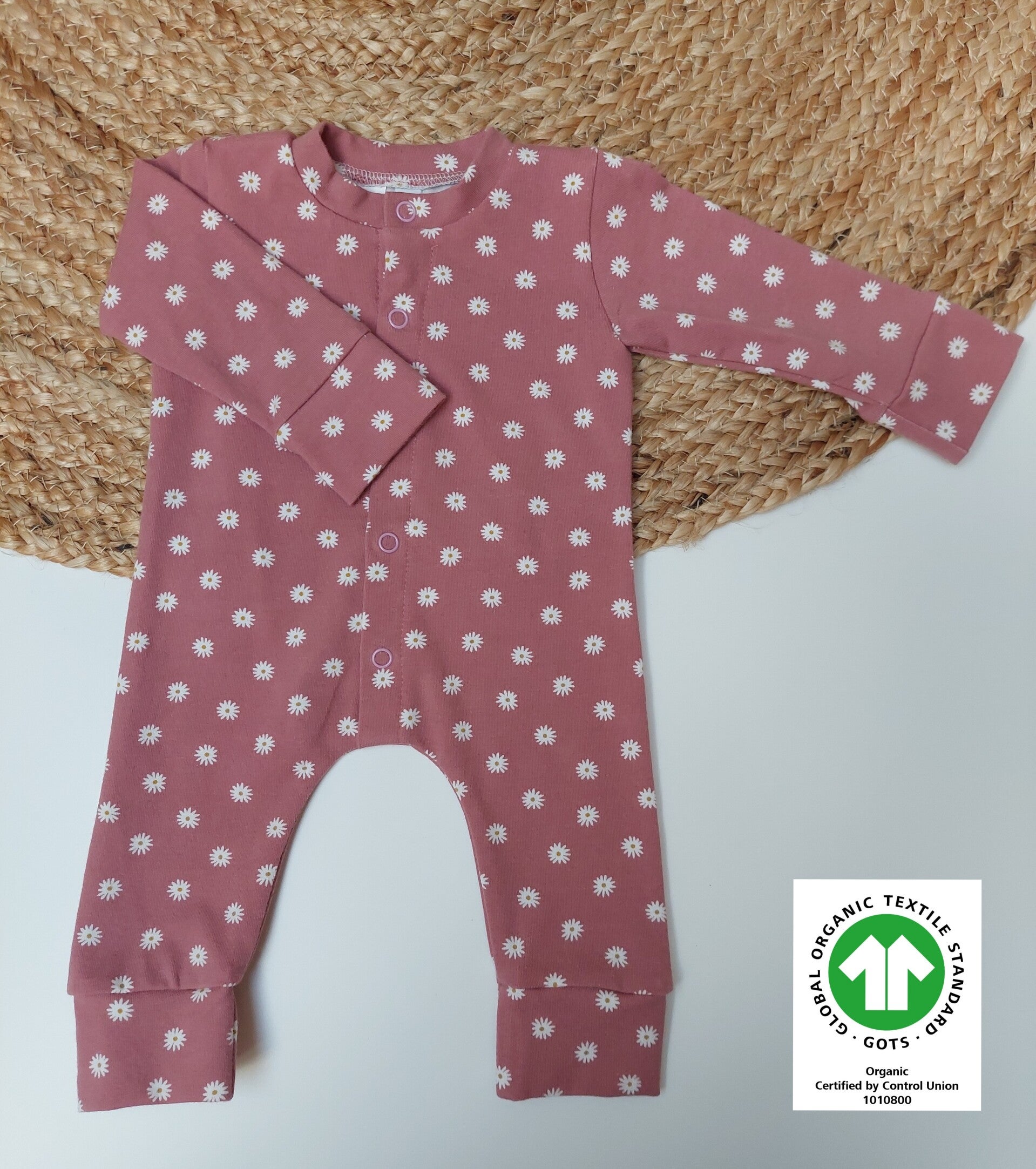 Boxpakje oud roze bloemen GOTS