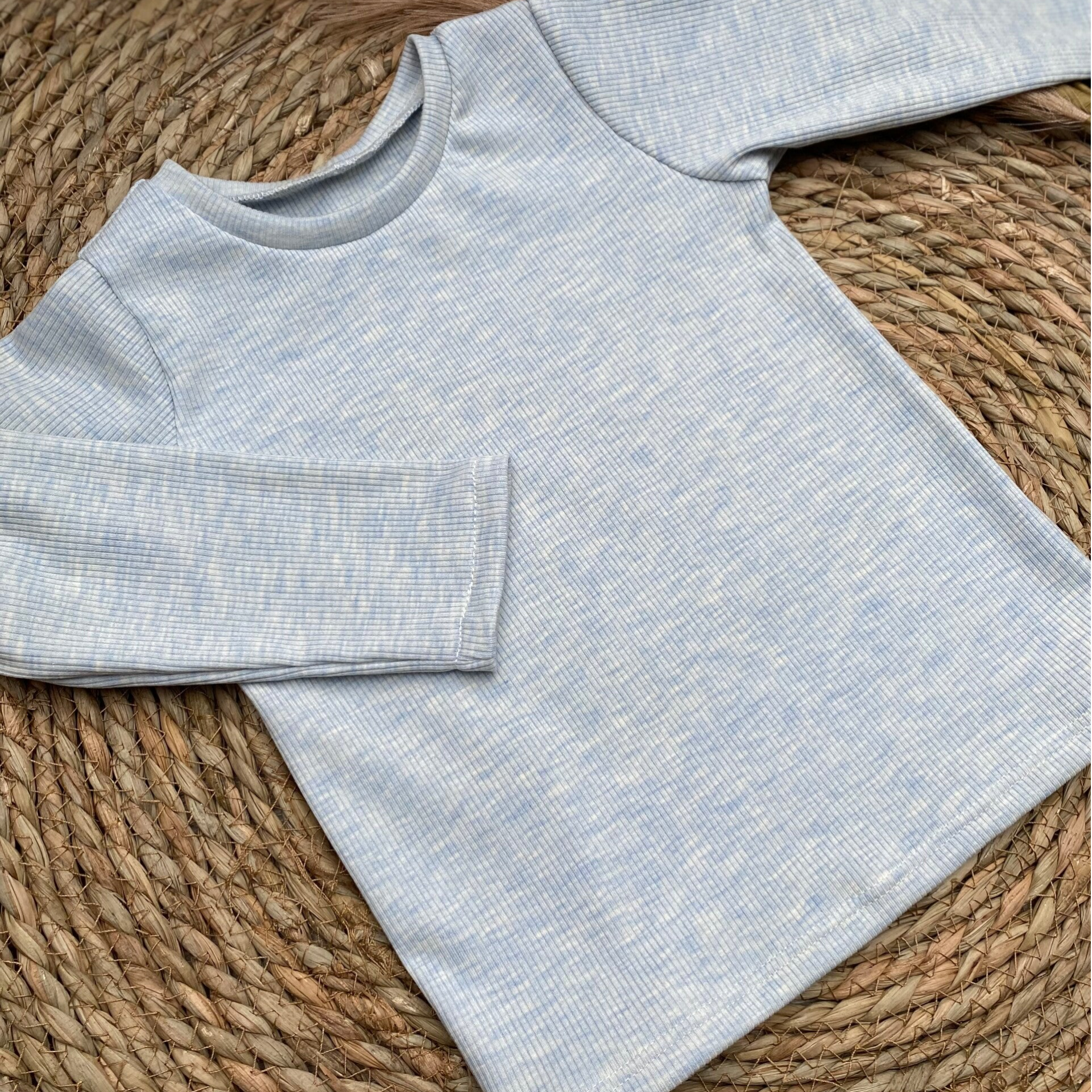 Longsleeve rib blue melange