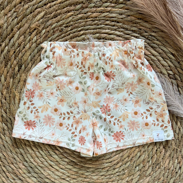 High waist short perzik bloem