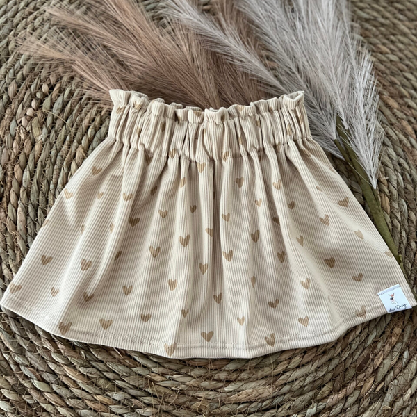 Rokje rib beige hartjes