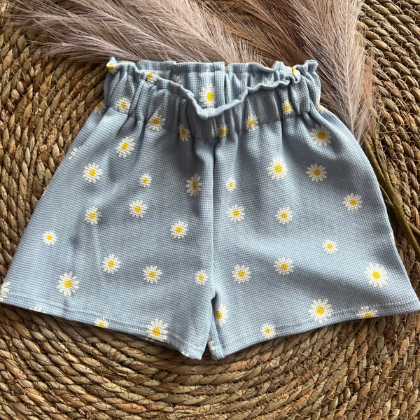 High waist short wafel madeliefjes