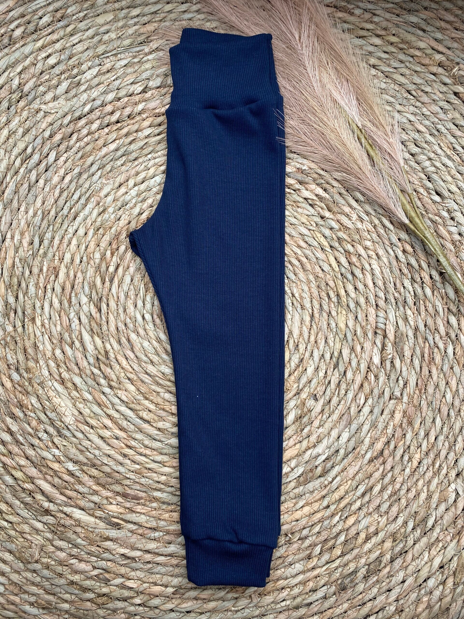 Legging marine blauw rib