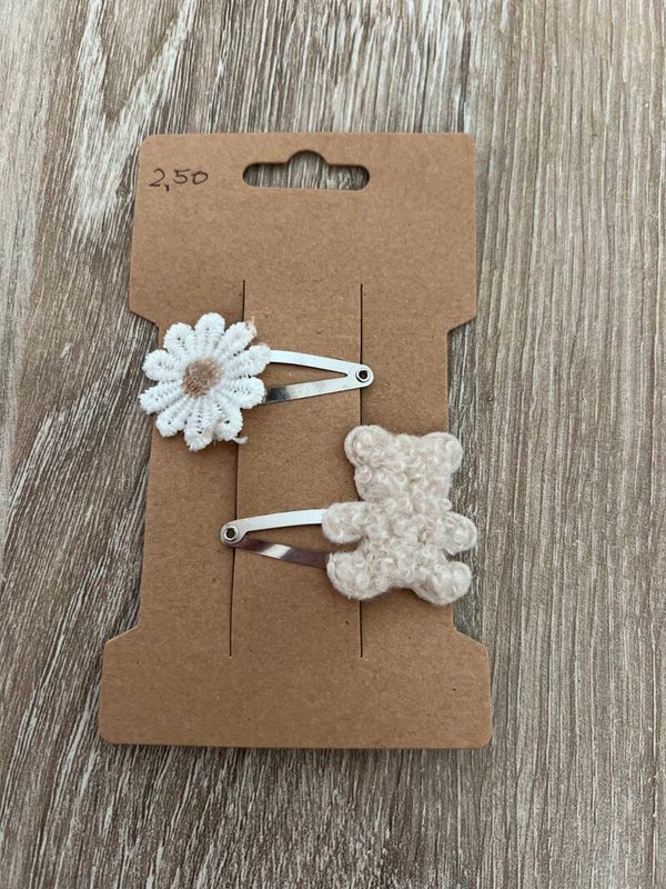 3cm zilver bloem en beer