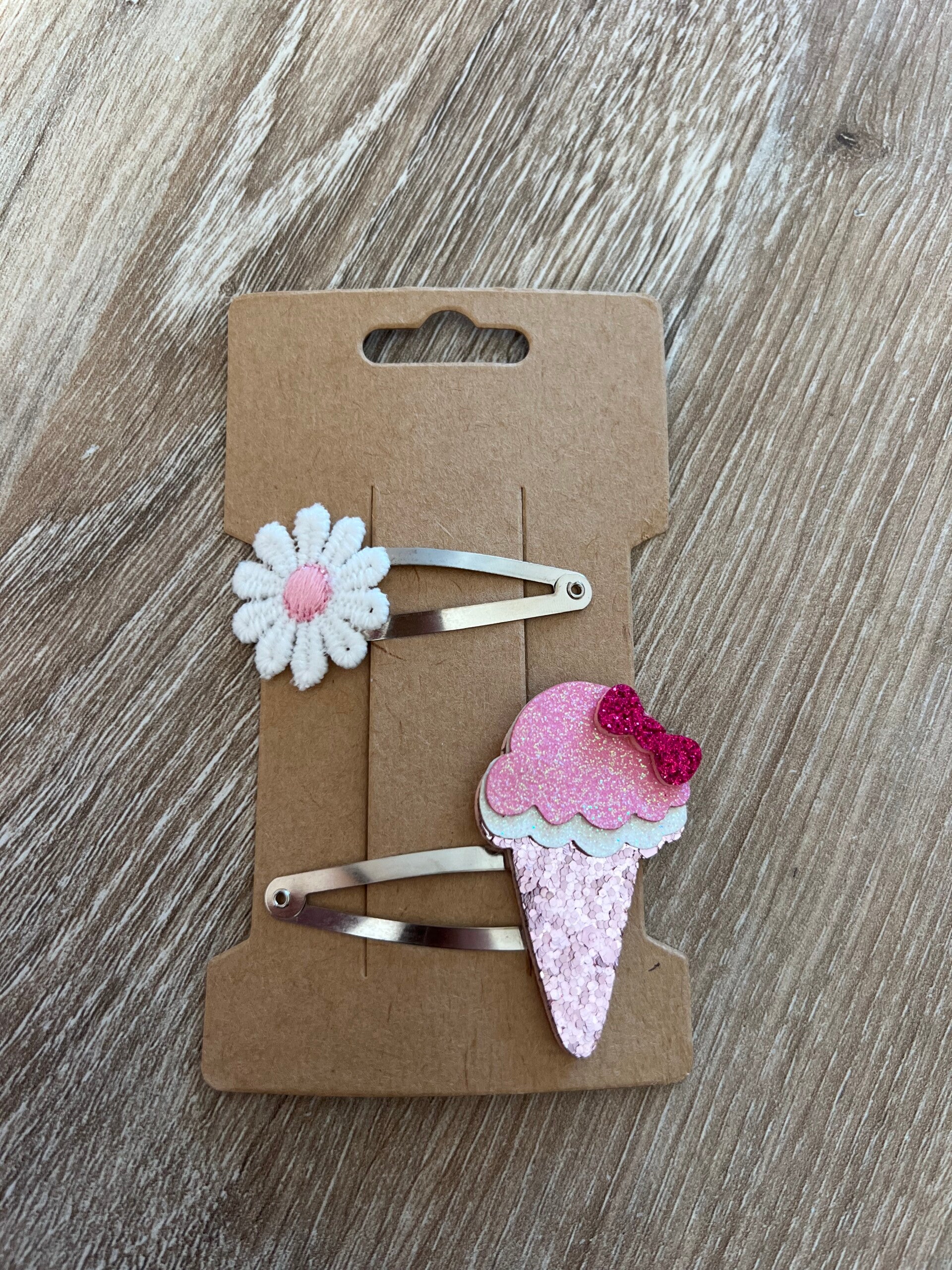 5cm zilveren ijsje bloem roze