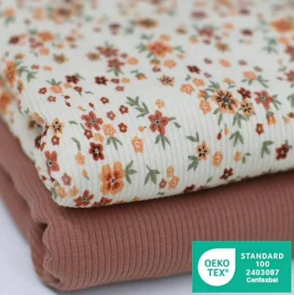 High waist short rib bloemen