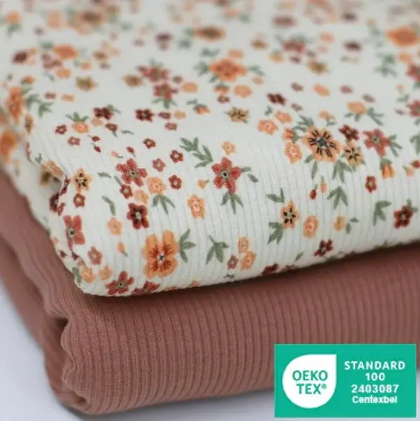 High waist short rib bloemen