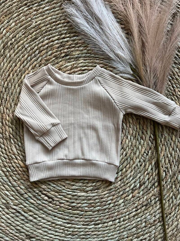 Sweater irregular rib dark beige