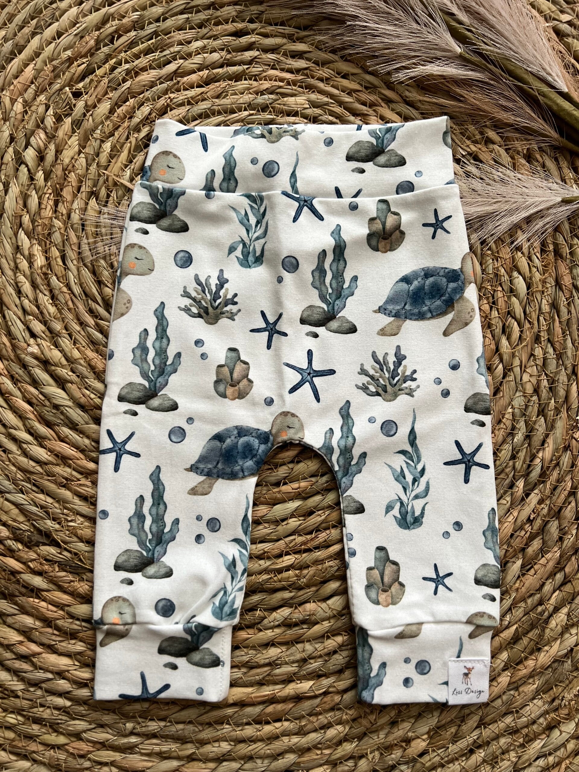 Broekje schildpadden blauw 50/56