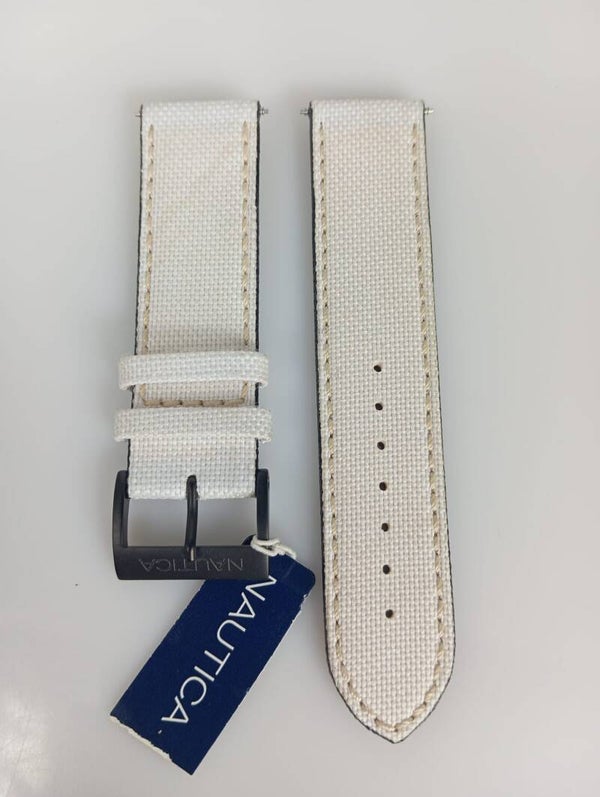 Cinturino Nautica  pelle/ tessuto 22mm bianco